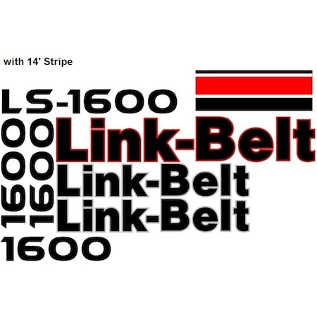 Aftermarket Decal Set with 14' of Stripe for Link-Belt 1600 Excavator LB1600WSDECALSET